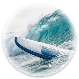 SurfSizer logo — a surfboard riding an ocean wave